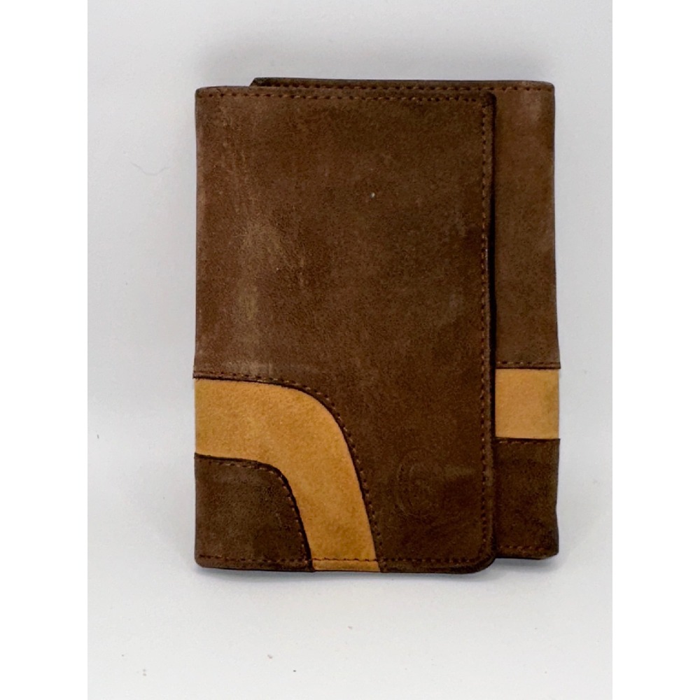 Nino Cerruti Paris Brown Suede Trifold Wallet Leather Trim Men Vintage